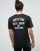 Brixton Woodburn T-shirt With Logo Back Print - Black