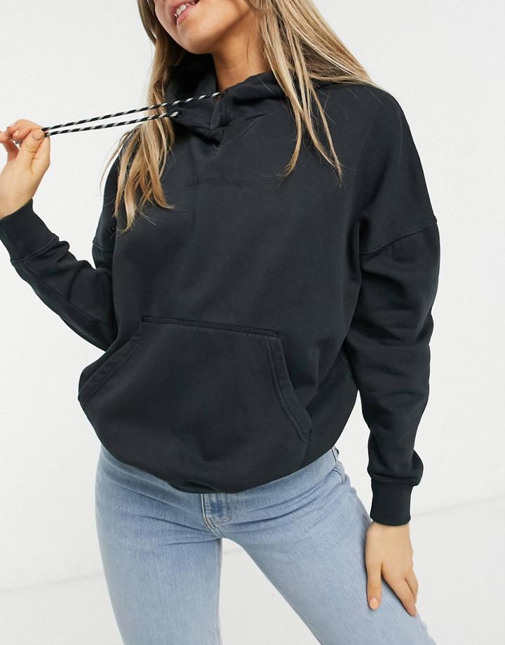 Quiksilver Oversized Back Print Hoodie In Black