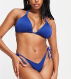Ivory Rose Mix & Match Rib String Bikini Bottom In Navy Blue