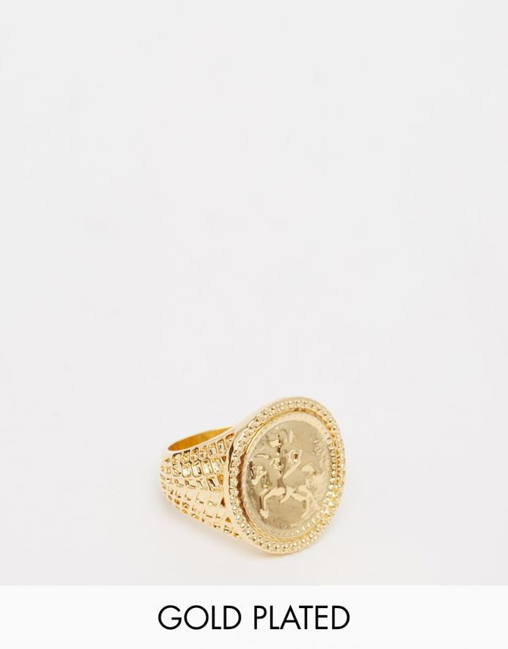 Asos Soverign Ring In Gold Plated - Gold