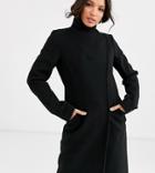Asos Design Tall Smart Coat With Wrap Front Detail In Black