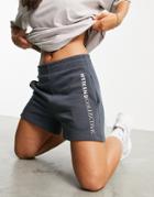 Asos Weekend Collective Sweat Short With Logo In Charcoal-grey