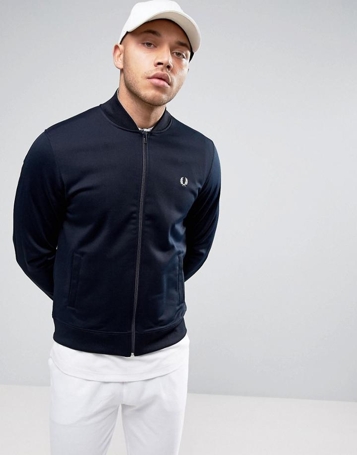 Fred Perry Bomber Neck Track Jacket In Navy - Navy