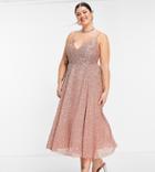 Asos Edition Curve Embellished Cami Midi Dress In Cinnamon Rose-copper
