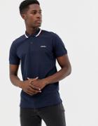 Jack & Jones Originals Polo With Logo And Tipped Collar In Navy - Navy