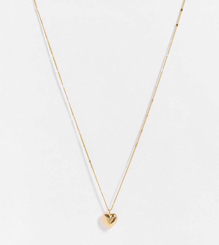 Asos Design 14k Gold Plated Necklace With Puff Heart Pendant