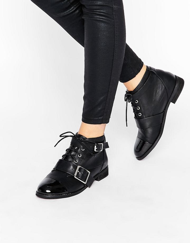 Asos Acetor Buckle Lace Up Boots - Black