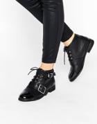 Asos Acetor Buckle Lace Up Boots - Black