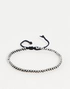 Asos Design Cord Anklet With Silver Beads In Black