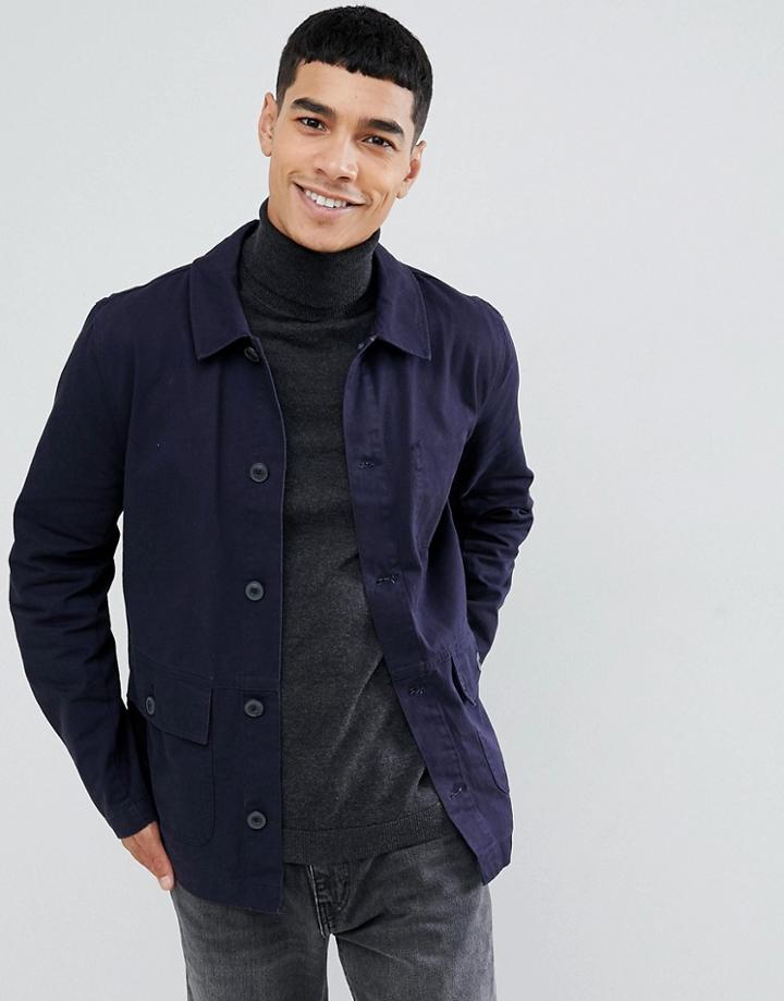 Asos Design Worker Jacket In Navy