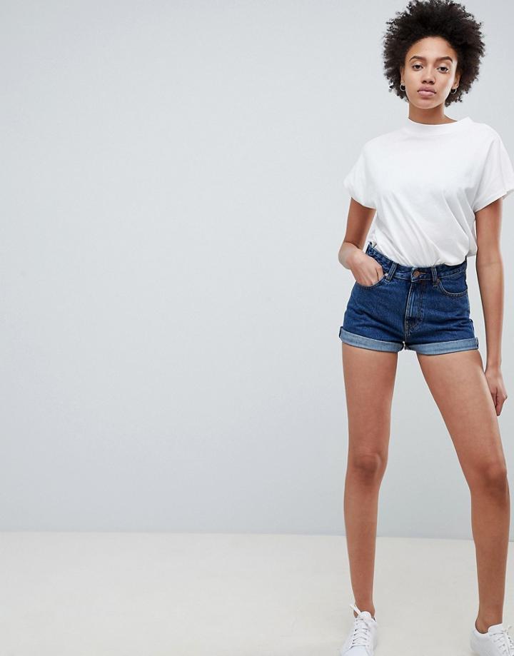Dr Denim High Rise Roll Hem Short - Blue