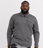 Only & Sons Plus Quarter-zip Pocket Sweatshirt In Gray-navy