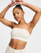 Miss Selfridge Denim Bandeau In Ivory-white