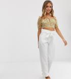 New Look Tie Waist Pants In White - White