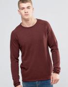 Jack & Jones Vintage Raw Edge Crew Neck Knitted Sweater - Red