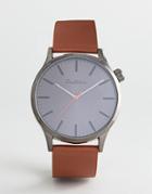 Bratleboro Yellowstone Gunmetal Leather Watch In Tan 44mm - Tan
