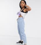 Noisy May Petite Mom Jeans In Light Wash-blues