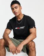 Tommy Hilfiger Performance Essentials Cotton Big Logo T-shirt In Black - Black