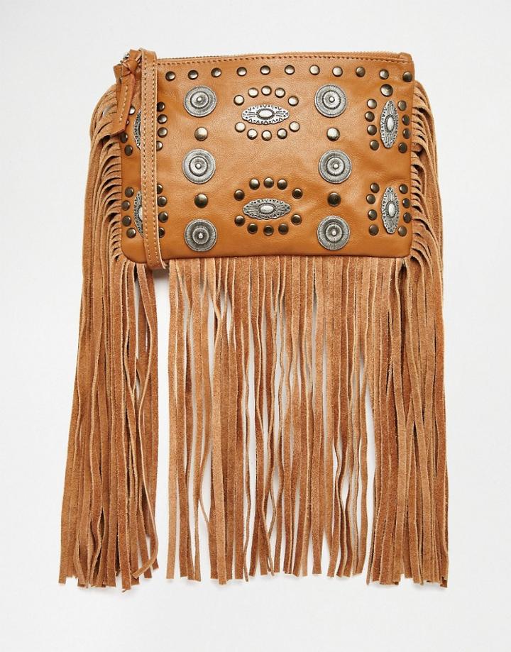 Asos Leather Western Trim Cross Body Bag - Tan