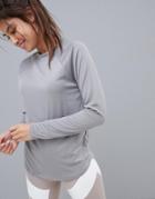 Asos 4505 Long Sleeve Loose Fit Top With High Neck In Texture - Gray