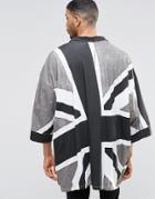 Religion Union Jack Jersey Monochrome Kimono - Black