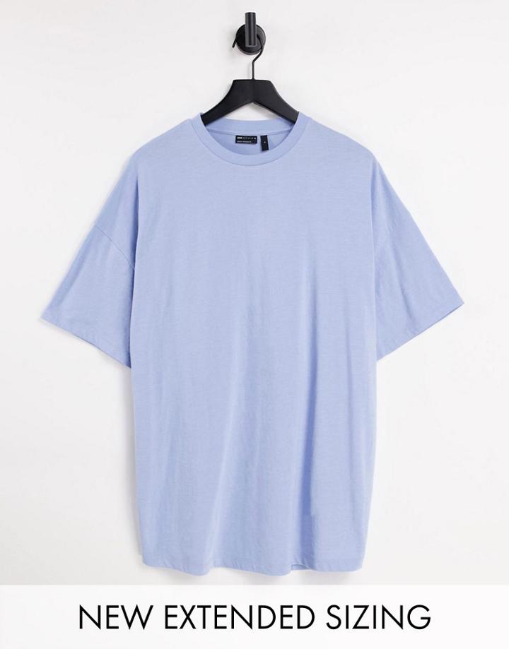 Asos Design Organic Blend Oversized T-shirt With Crew Neck In Blue Heather-blues