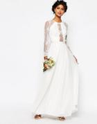 Asos Bridal Lace Paneled Maxi Dress - White