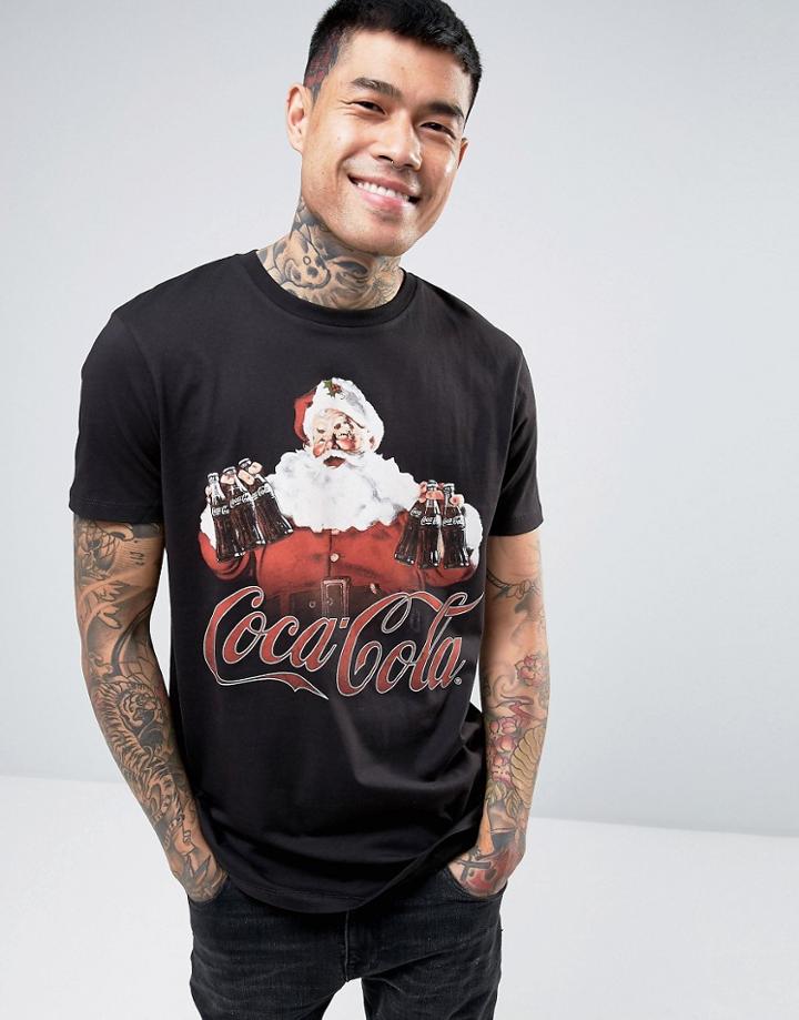 Asos Holidays Coca-cola Longline T-shirt - Black