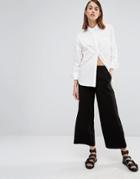 Selected Cropped Wide Leg Pant - Black