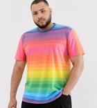 Asos Design Plus Relaxed Multicolor Stripe T-shirt In Linen Look - Multi