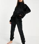 Asos Design Tall Lounge Super Soft Fleece Zip Up Sweat & Sweatpants Set In Black