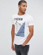 Tom Tailor T-shirt In White With Wolf Print - White