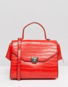 Dune Sammy Croc Effect Crossbody Bag - Red