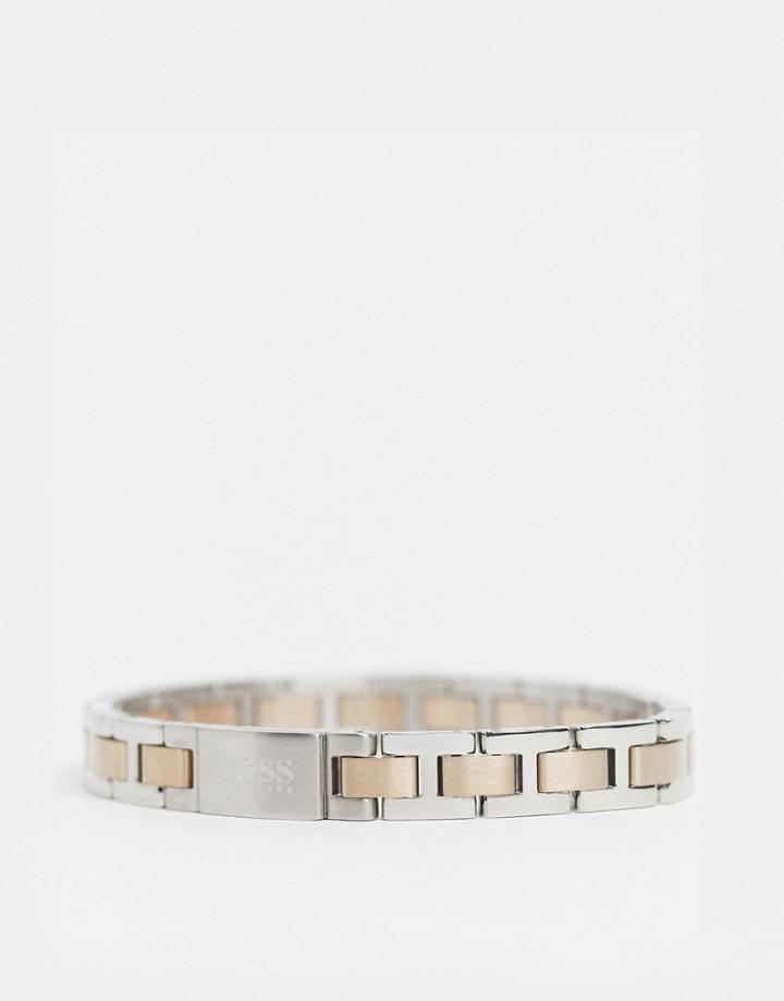 Boss Metal Link Bracelet In Silver And Rose Gold