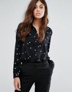 Vero Moda Printed Longline Shirt - Black