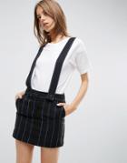 Asos Pinny Skirt In Pinstripe - Multi