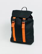 Asos Design Backpack In Black With Orange Double Straps