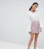 Monki Stripe Mini Skirt In White-multi
