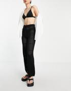 Asos Design Set Crochet Wide Leg Pants In Black