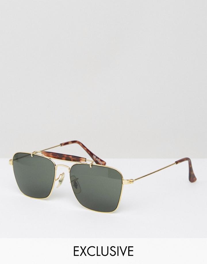 Reclaimed Vintage Inspired Aviator Sunglasses - Gold