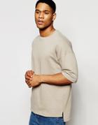 Asos Longline Oversized Short Sleeve Sweatshirt - Taupe