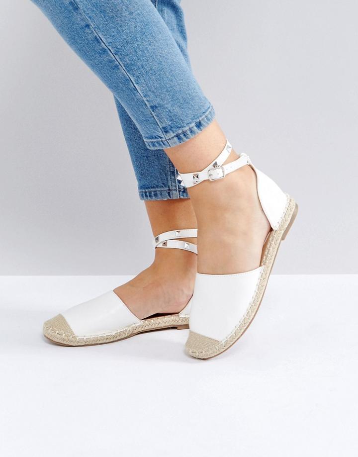 Truffle Collection Stud Ankle Espadrille - White