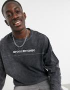 Asos Dark Future Oversized Heavyweight Long Sleeve T-shirt With Contrast Stitching In Black