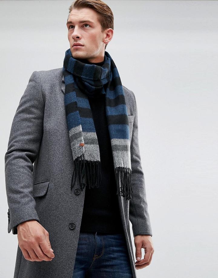 Esprit Scarf In Block Navy Stripe - Navy
