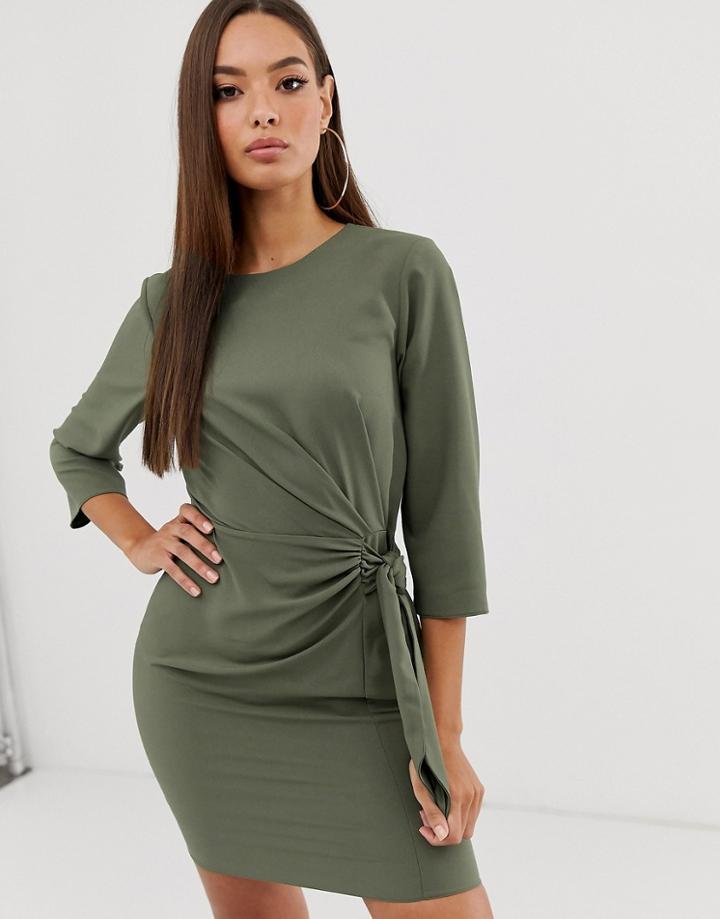 Asos Design Wrap Detail Mini Dress - Green