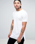 Asos Super Longline Muscle T-shirt With Curved Step Hem In White - White