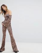 Rokoko Leopard Print Flared Pants Co-ord - Multi
