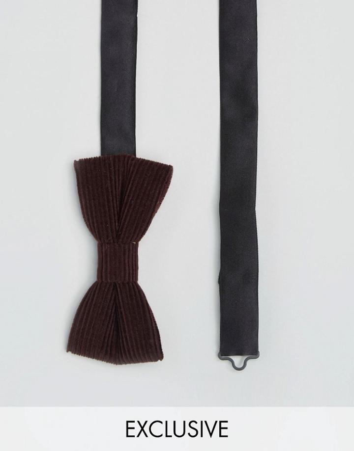 Heart & Dagger Bow Tie In Cord - Red
