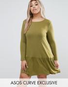 Asos Curve Drop Waist Shift Dress - Green