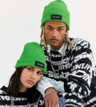 Collusion Unisex Beanie In Bright Green